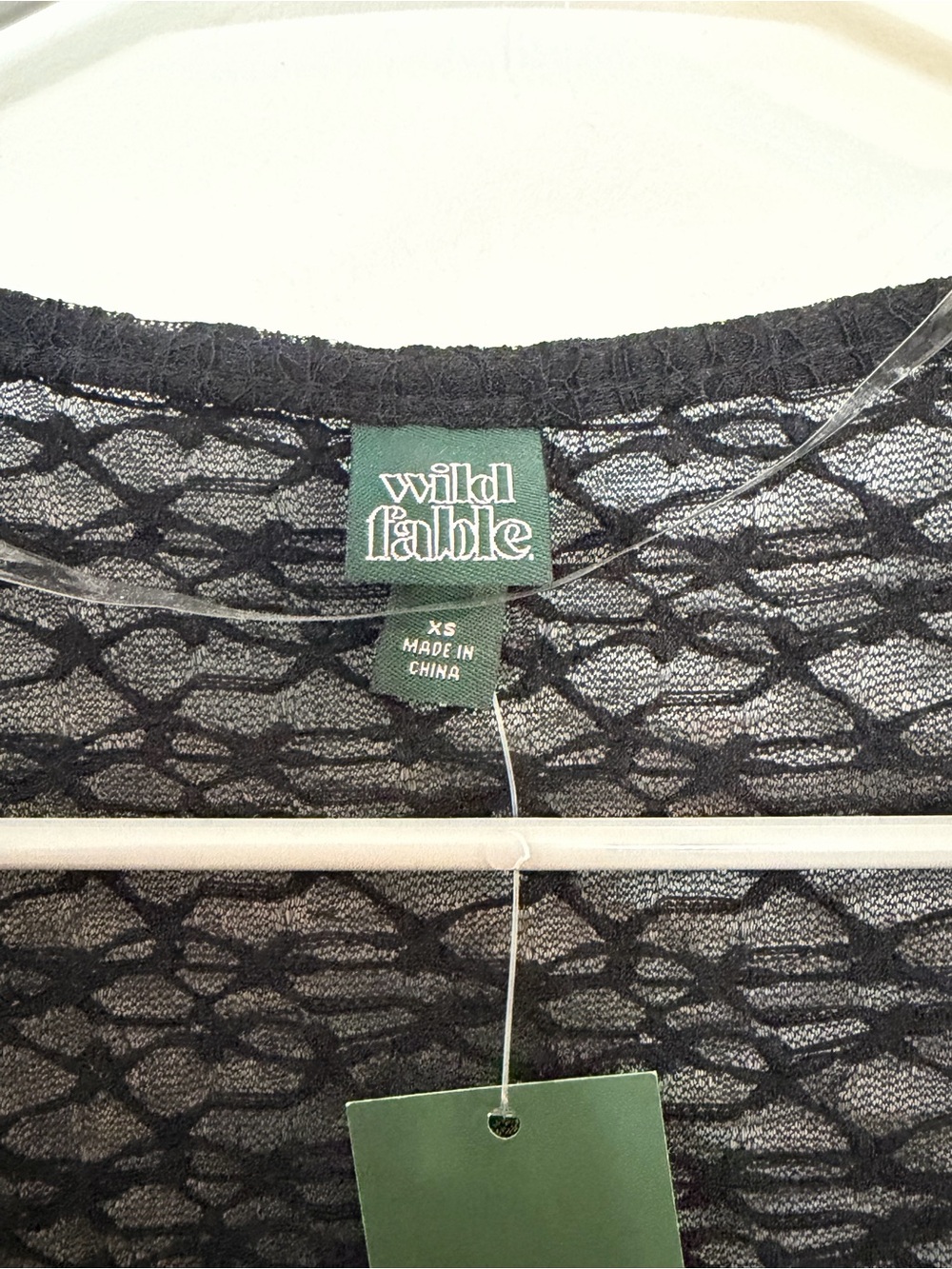 Wild Fable Black Lace Crop Top XS Scoop Neck Sheer Y2K Fitted NWT - Picture 3 of 6